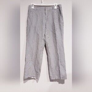 Banana Republic Logan Linen St whit/blue striped cropped pants in size 2